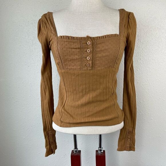 NWT Free People Inca Trail Brown Top - Picture 1 of 8